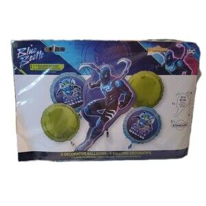 BLUE BEETLE Balloon Bouquet 5  Balloons DC Comic-includes 1 Extra Large!